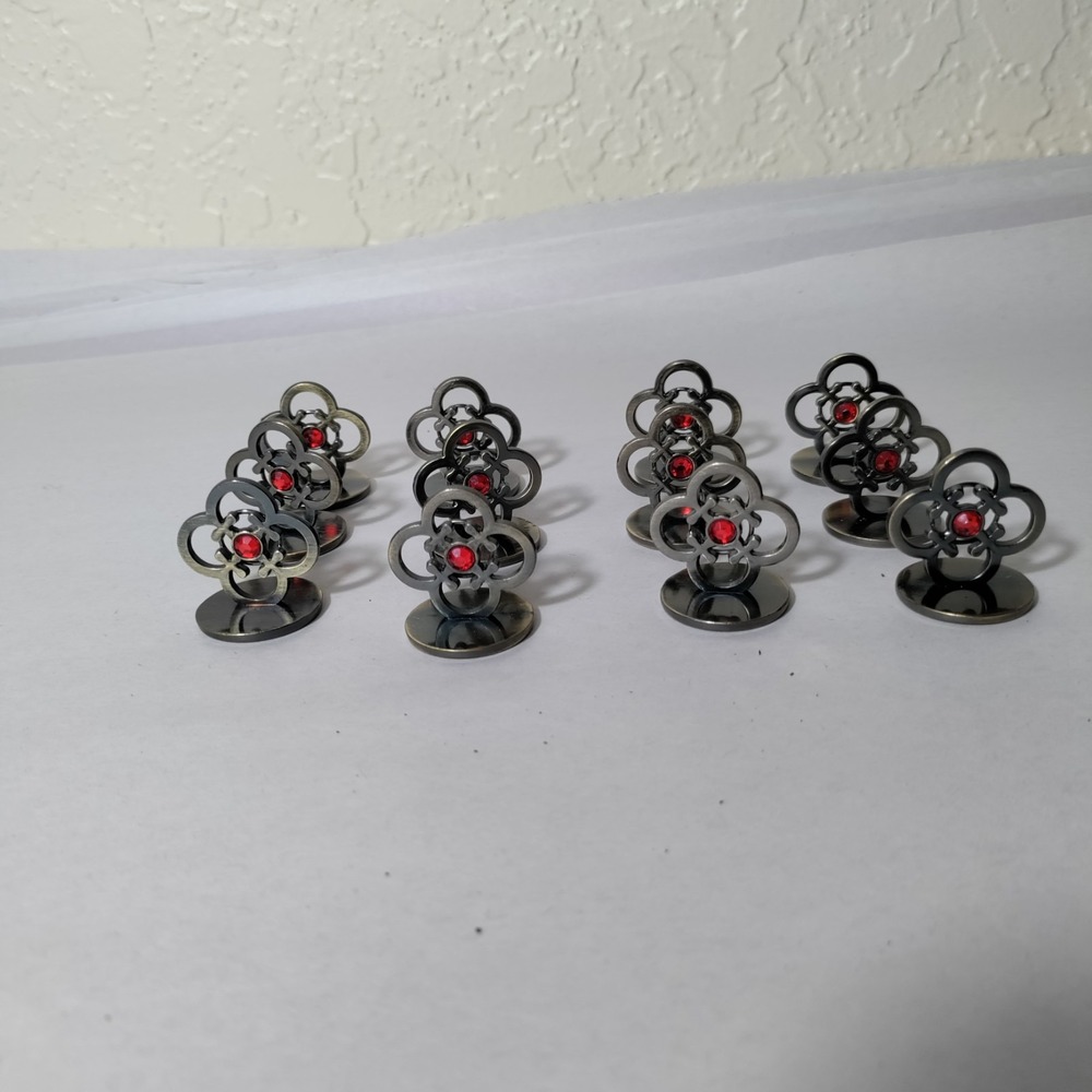 Meryl Waitz Bronze with Red Stones Card Place Holders Lot Of 12